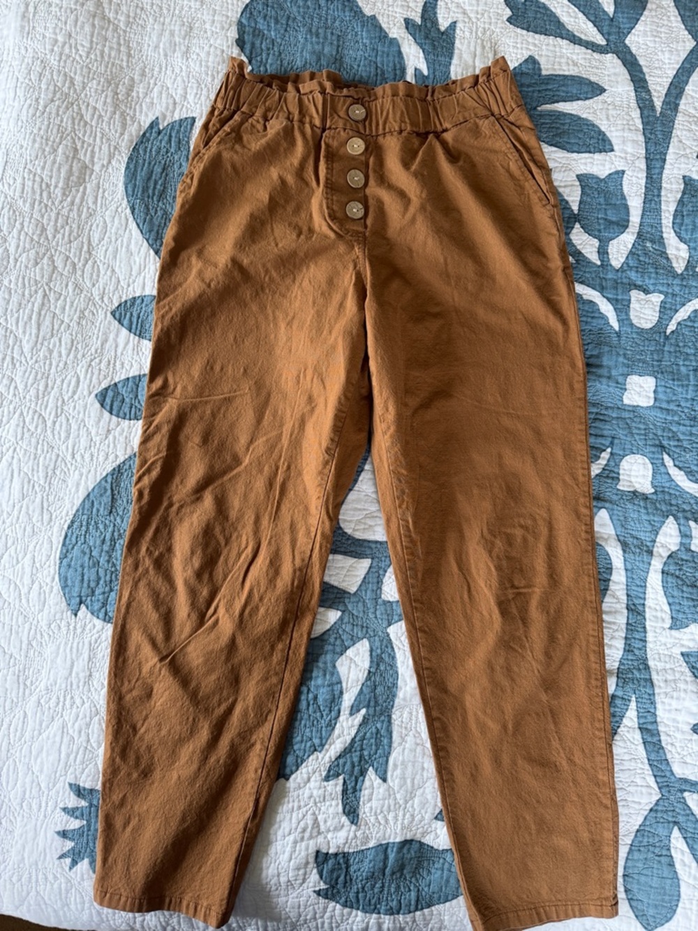 Amazon Women's Straight-Leg High-Waist Pants in Rust Brown